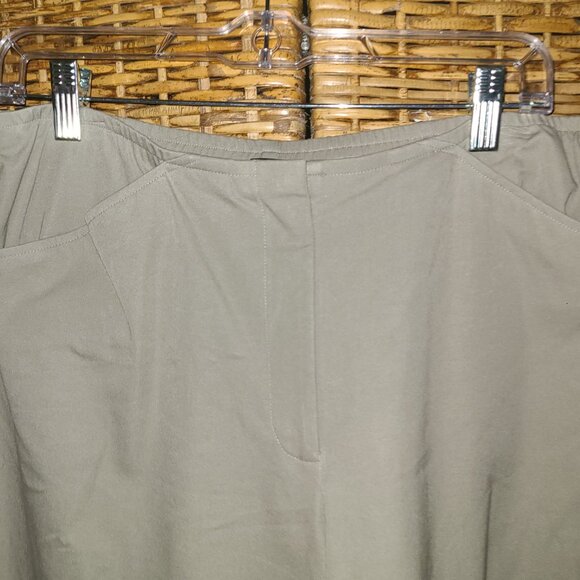 Eileen Fisher Taupe Wide Leg Crop Pant Women's SZ M VTG Cotton Stretch Waist - Picture 3 of 5